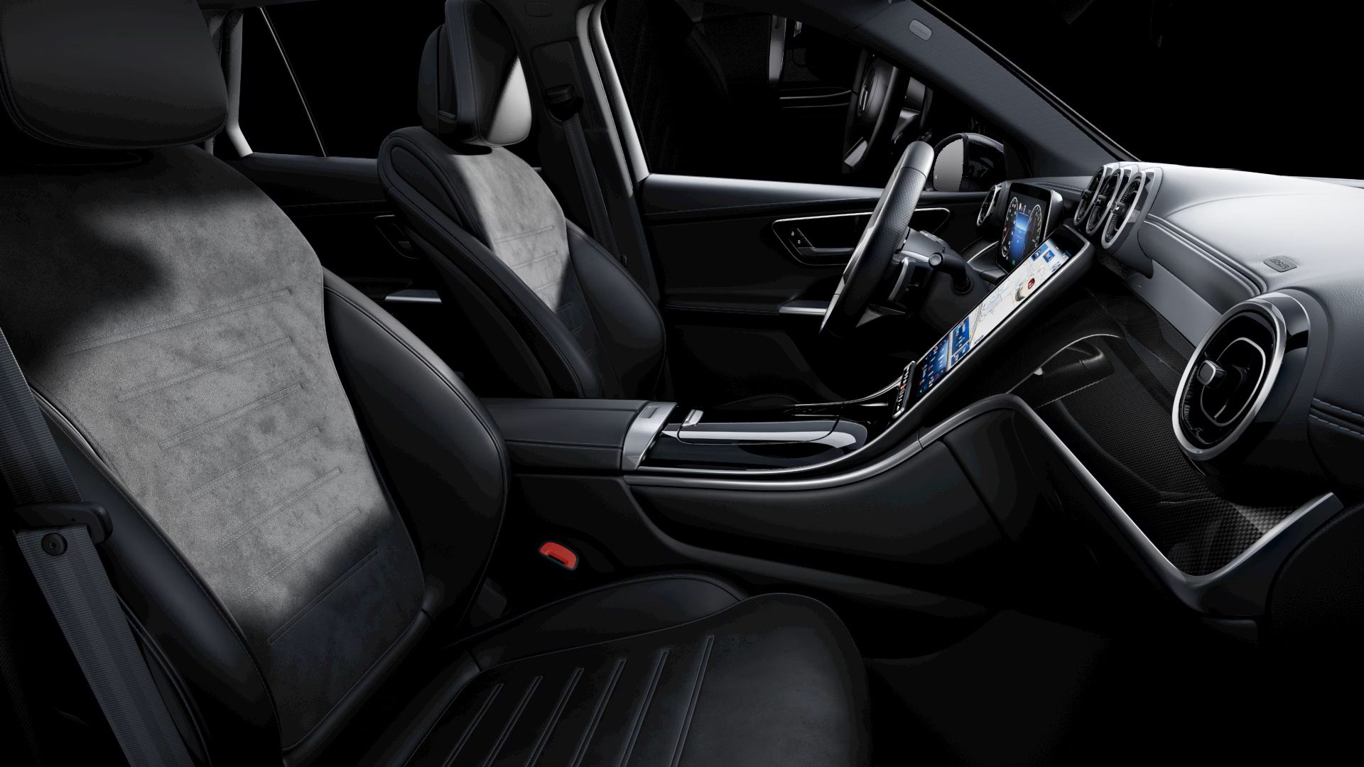 Het interieur van de Mercedes-Benz GLC, het model dat ook Justen de Wildt heeft.