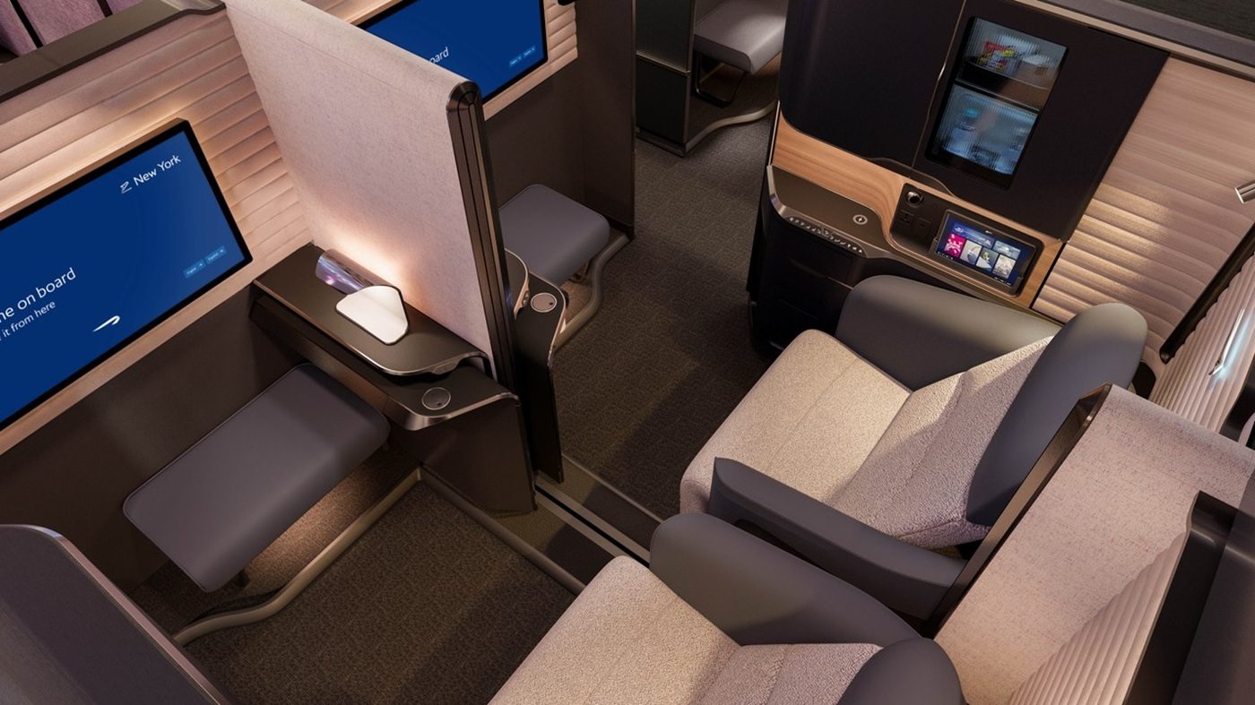 De stoelen in de First Class van British Airways.