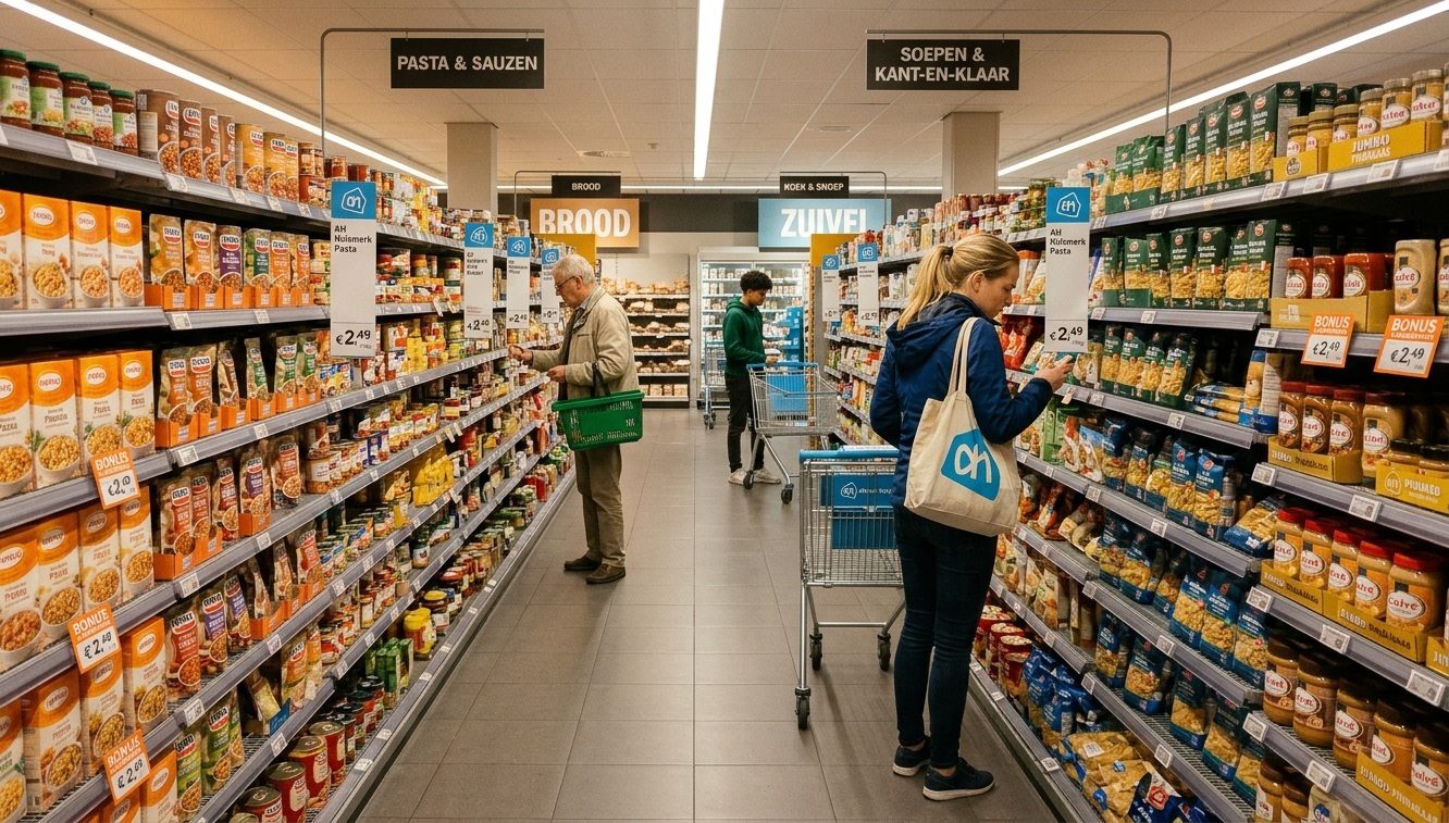Een van de supermarkten die een fout aan de kassa wil herstellen met een gratis product.