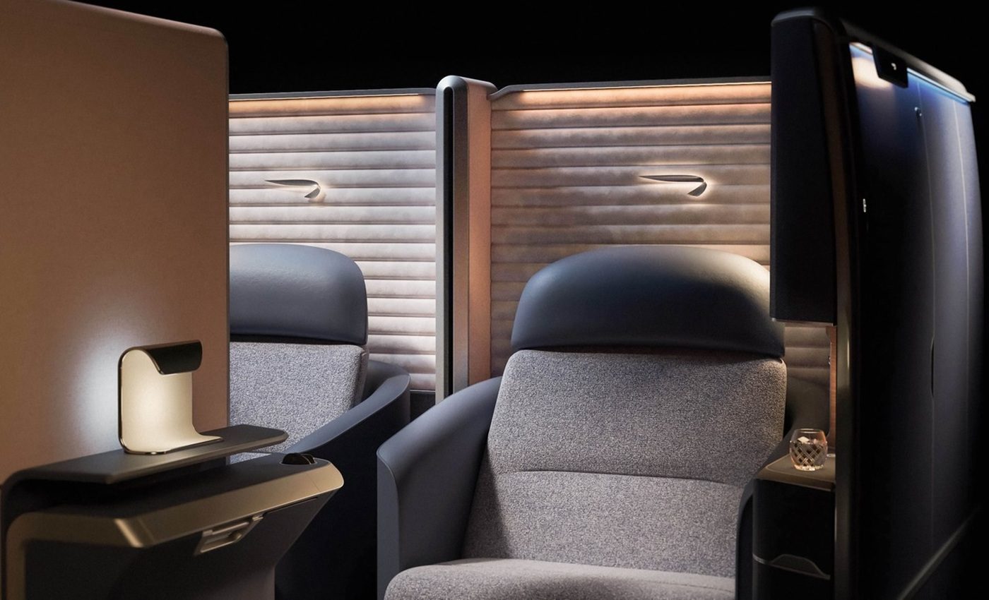Een stoel in een toestel van British Airways.