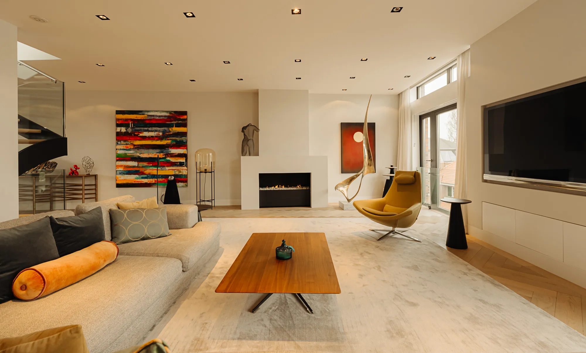 De living van de woning in Amsterdam.