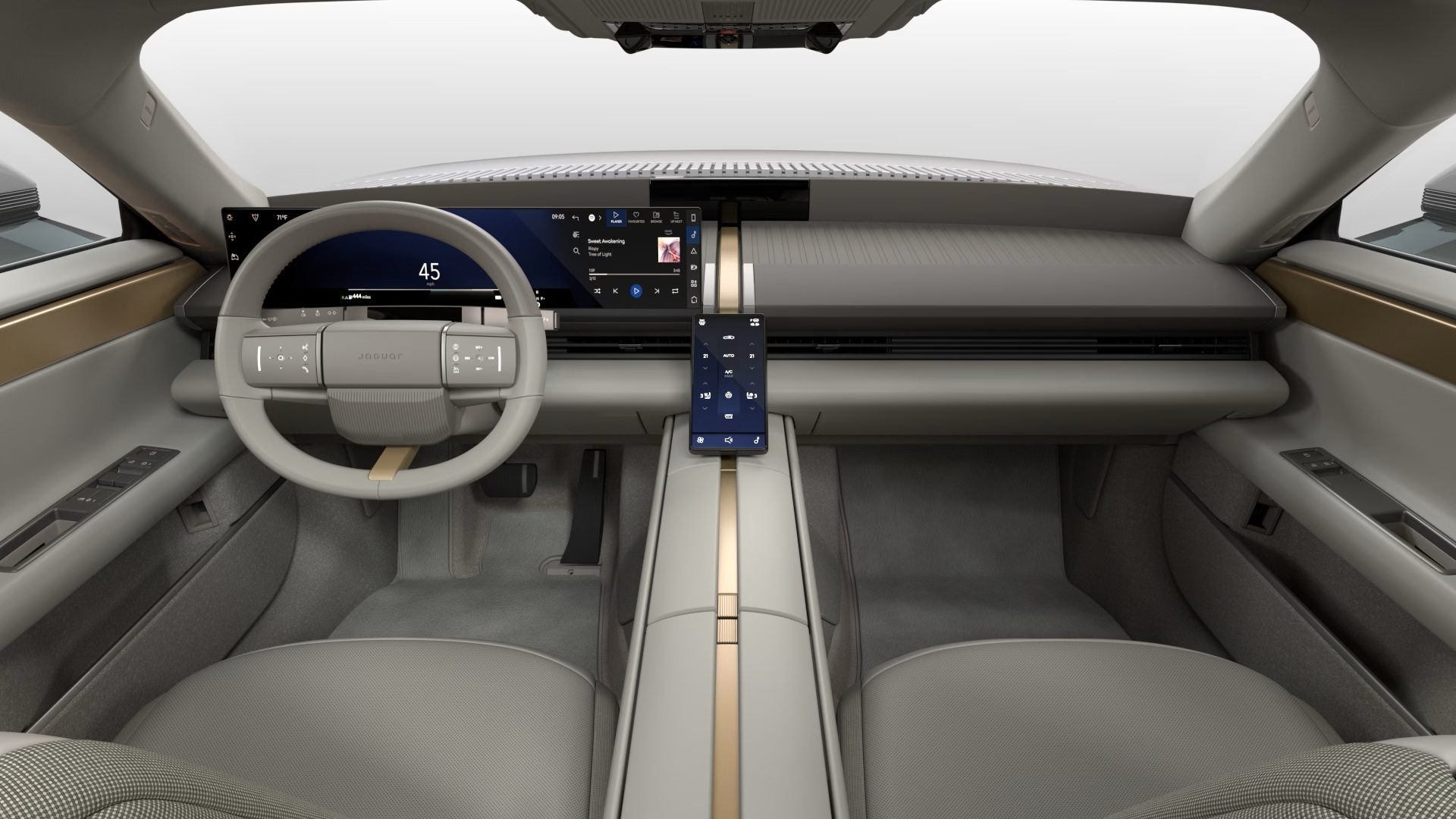 Het interieur van de elektrische auto.