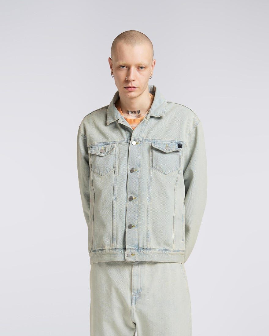 lichtblauwe trucker jacket denim merk