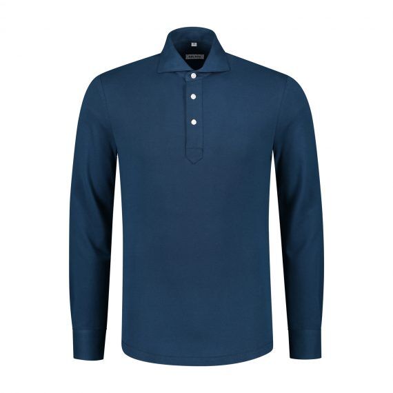 longsleeve polo donkerblauw