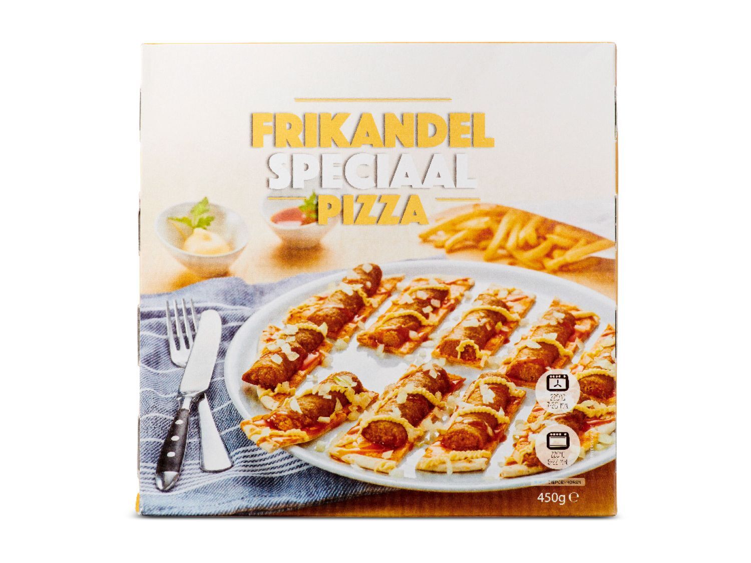 Frikandel speciaal-pizza van de Lidl