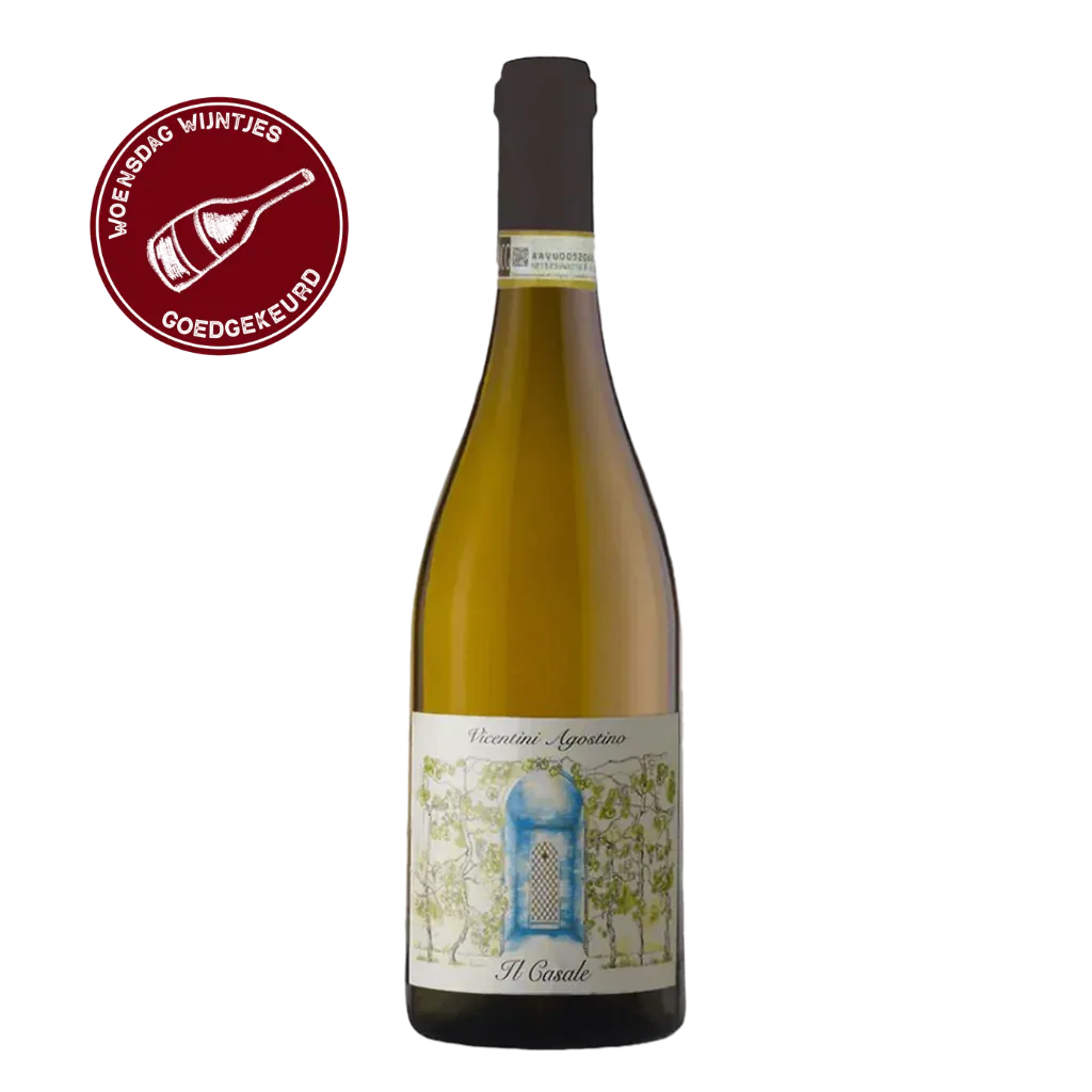 fles witte wijn de librije