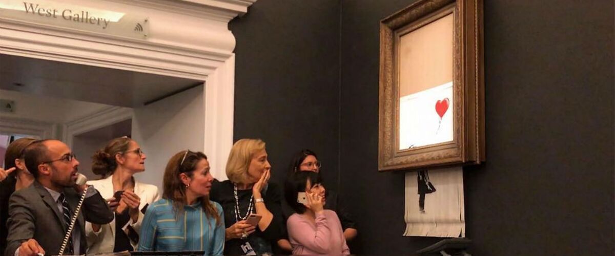 Dit Banksy-schilderij vernietigde zichzelf nadat ‘ie voor ruim 1 miljoen geveild is