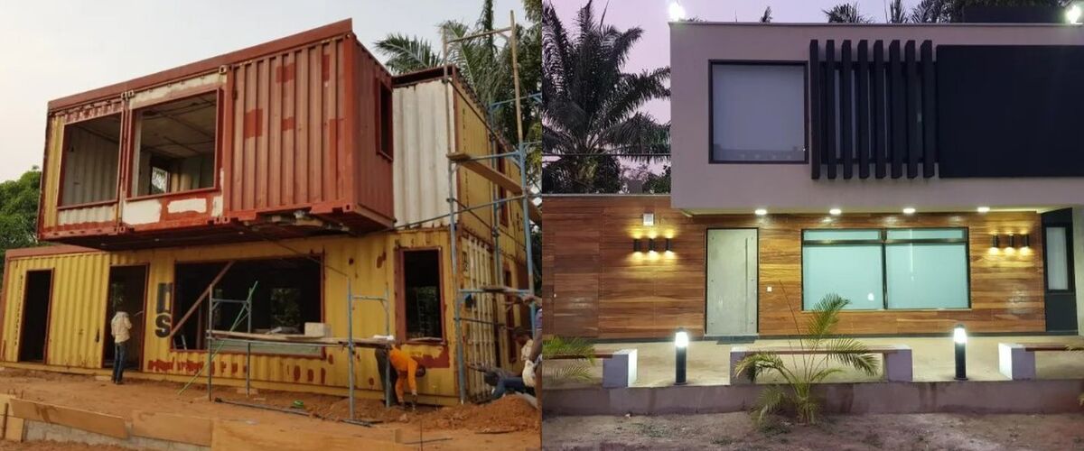 Before en after: oude containers omgebouwd tot Ibiza-achtige villa