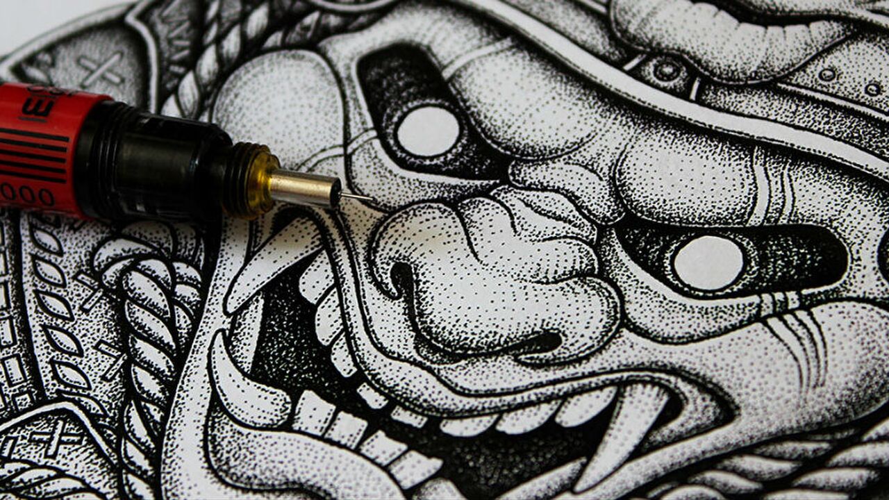 Illustratie voor: Tattoo inspiratie: de pointillism stijl is een waar kunstwerk