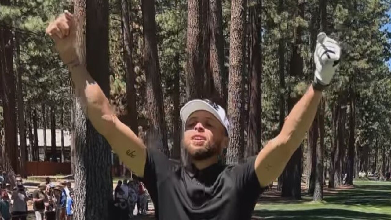 Illustratie voor: VIDEO: NBA-ster Stephen Curry overtreft alle verwachtingen in golftoernooi