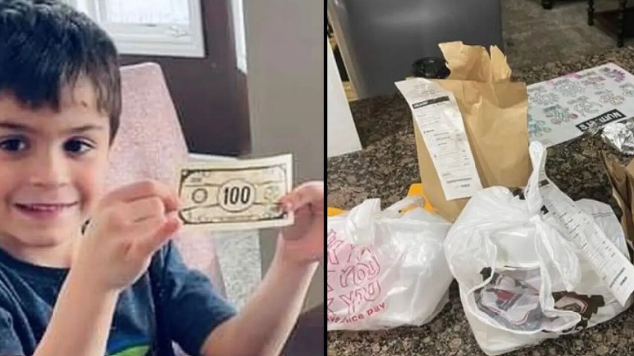 vader verliest geld zoontje bestelde eten bedrag geld