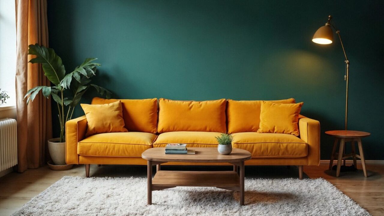 Gekleurde muur van een woonkamer, welke aantrekkelijk is om je huis sneller te verkopen