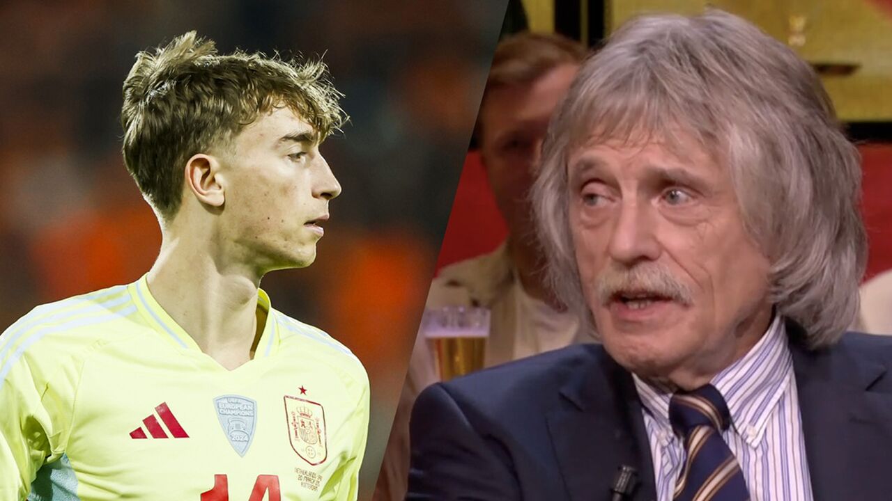 Links zien we Dean Huijsen, rechts Johan Derksen