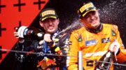 Max Verstappen en Lando Norris vieren samen feest op het Podium van de Grand Prix van Emilia Romagna