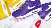 Persfoto van Supreme waarbij de exclusieve Nike Air Max 1-collectie is afgebeeld.