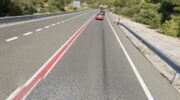 Rode streep op snelweg in Spanje, zelfde als die in Frankrijk