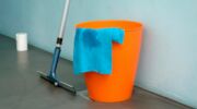 Een dweil met een emmer voor de lenteschoonmaak