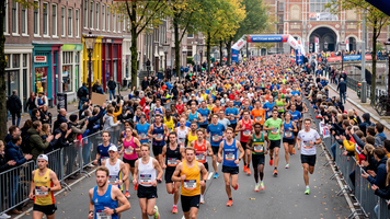 Mensen die een marathon rennen en daarmee calorie&euml;n zullen verbranden