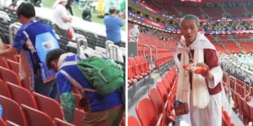 japanse fans voetbal stadion opruimen qatar 2022