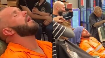 In slaap gevallen bij de kapper