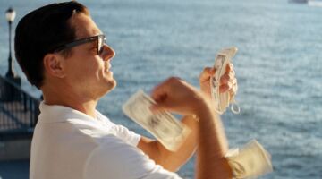 Leonardo DiCaprio in the Wolf of Wall Street