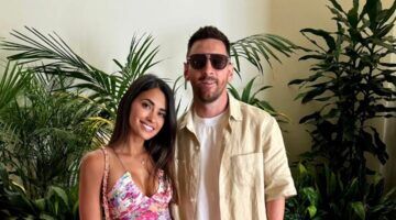 Lionel Messi samen met zijn vrouw Antonella Roccuzzo