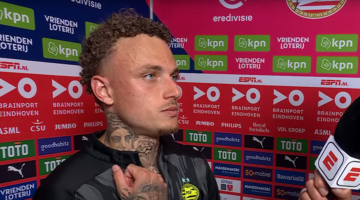 Noa Lang voor de camera van ESPN