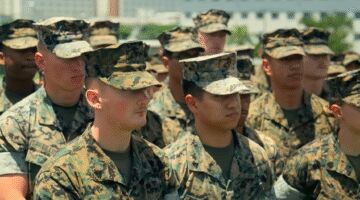 Een groep rekruten van het korps mariniers