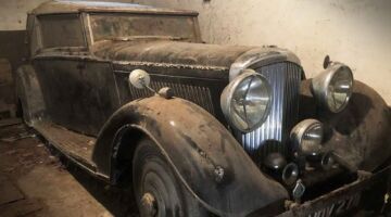 Bentley Derby in garage