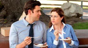 John Krasinski en Jenna Fischer in The Office