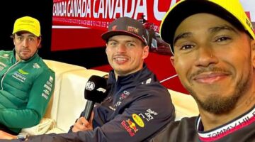 Fernando Alonso, Max Verstappen en Lewis Hamilton op de selfie