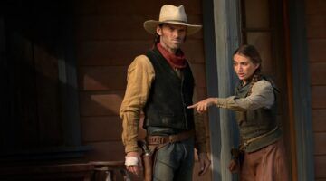 Een man en vrouw die staan te praten bij een huis