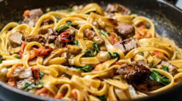 Een bord met pasta