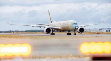 De Airbus van Qantas Airlines waarmee de testvlucht werd gedaan.