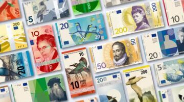 De potenti&euml;le nieuwe eurobiljetten.