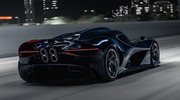 De achterkant van de Bugatti Destrier.