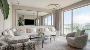 De living van het penthouse in Amsterdam.