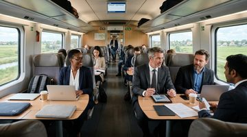 Zakenlui in de trein.