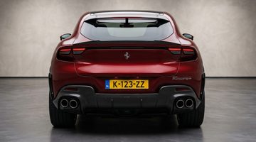 Een Ferrari met rode achterlichten.