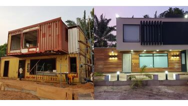 Before en after: oude containers omgebouwd tot Ibiza-achtige villa