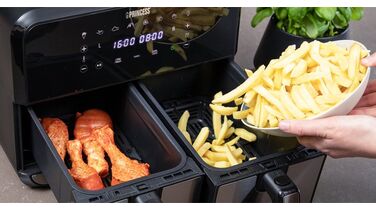 Geniaal: in deze ‘dubbele’ airfryer bereid jij patat en snacks tegelijkertijd