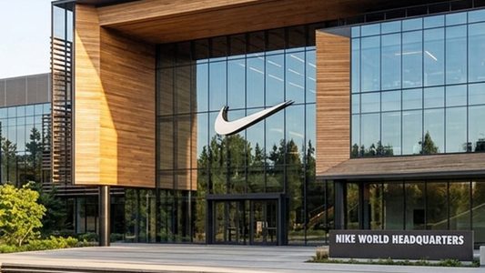Een kantoor van Nike, het merk dat een beurskeldering onderging.