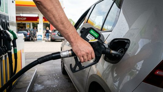 Persoon die benzine aan het tanken is.