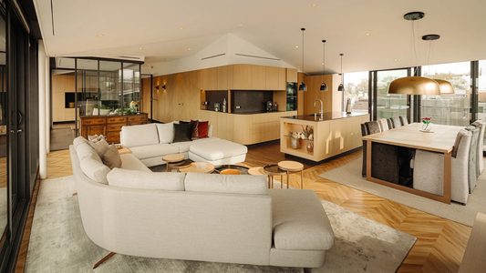 De binnenzijde van het penthouse bij het Vondelpark.