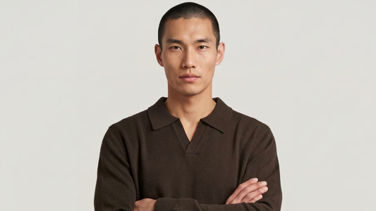 Een man met een bruin kledingstuk, een van de modetrends van de herfst van 2026