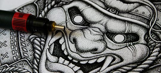 Illustratie voor: Tattoo inspiratie: de pointillism stijl is een waar kunstwerk