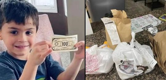 vader verliest geld zoontje bestelde eten bedrag geld