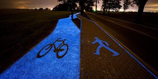 Illustratie voor: Dit fietspad in Polen geeft licht in het donker