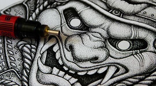 Illustratie voor: Tattoo inspiratie: de pointillism stijl is een waar kunstwerk