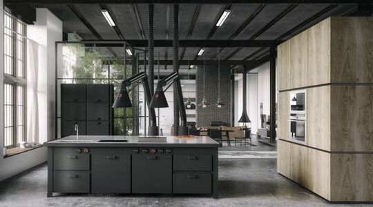 Illustratie voor: Geef je huis een mannelijke look met deze industriële keukens